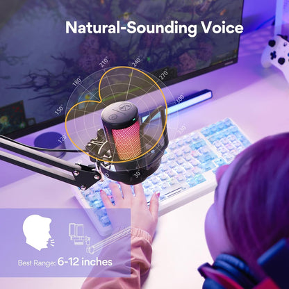 Gaming USB Microphone: Noise Cancellation Condenser