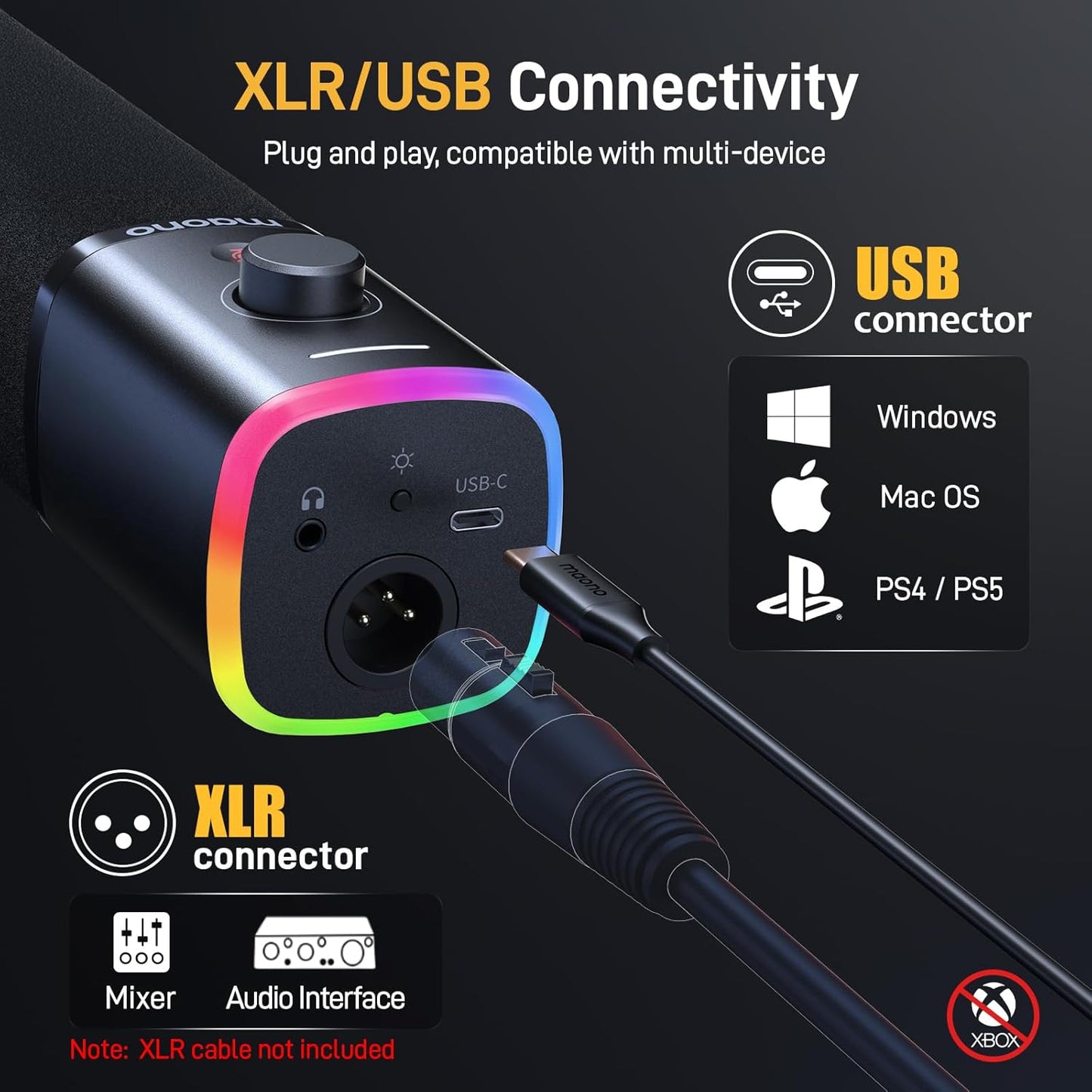 Dynamic Gaming Microphone: USB XLR Dynamic 