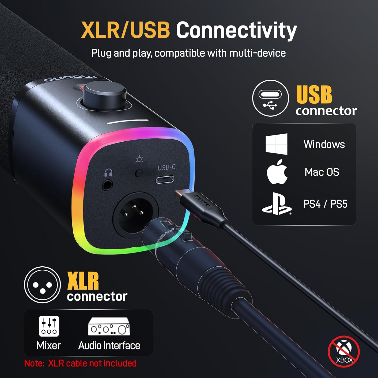 Dynamic Gaming Microphone: USB XLR Dynamic 